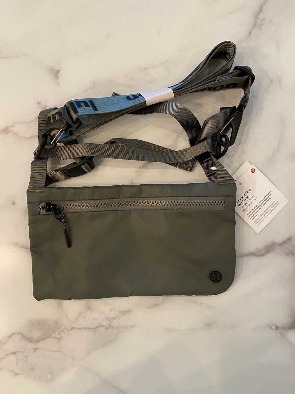 LULULEMON ATHLETICA Grey Green Stow & Flow Mat Strap & Pouch